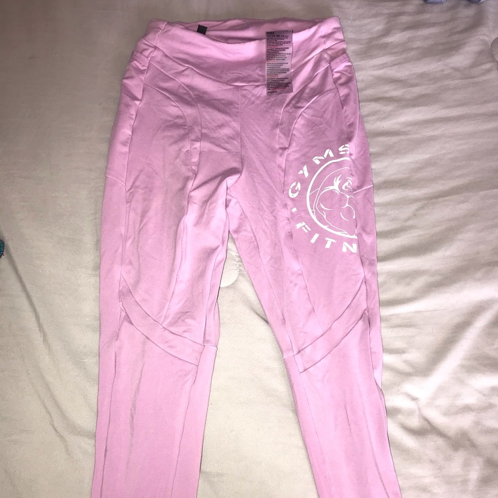 pink gym shark leggings, brand new